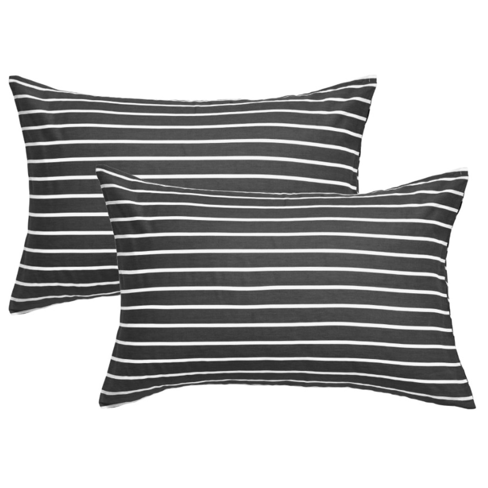 Striped Black and White Pillowcase Set